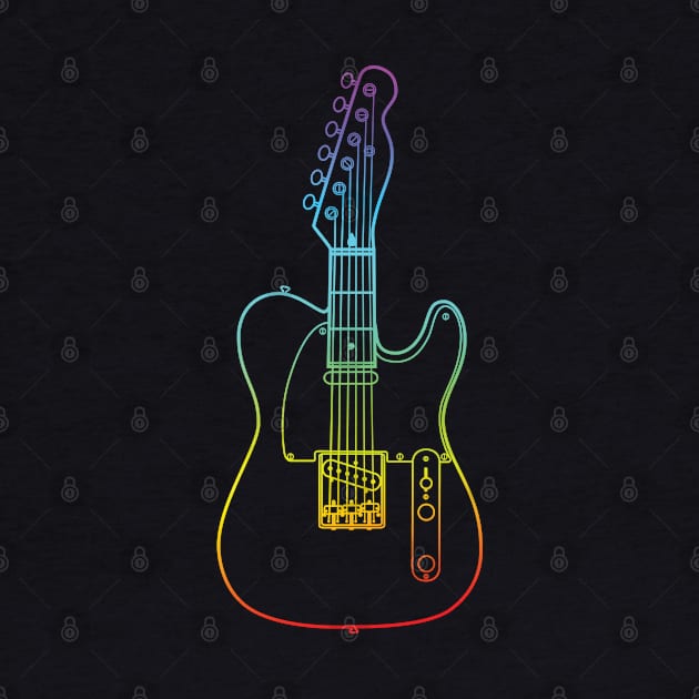 Three Frets T-Style Electric Guitar Colorful Outline by nightsworthy